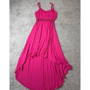 Derek Heart Magenta Pink High Low Maxi Dress Crochet Waist Sleeveless Womens L